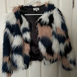 Charlotte Russe Women's Multicolor Faux Fur Jacket